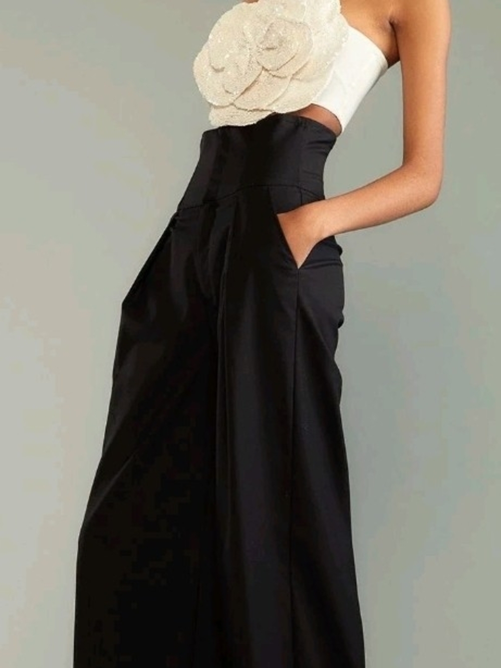 NWT Cynthia Rowley Black Corset High Waist Pants - Size 8 $425 Retail